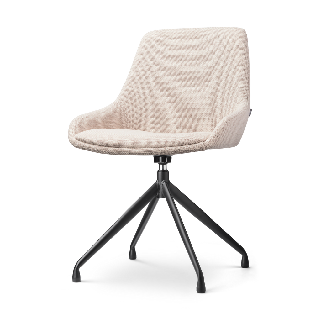 Nola-Isa draaibare eetkamerstoel beige - zwart onderstel