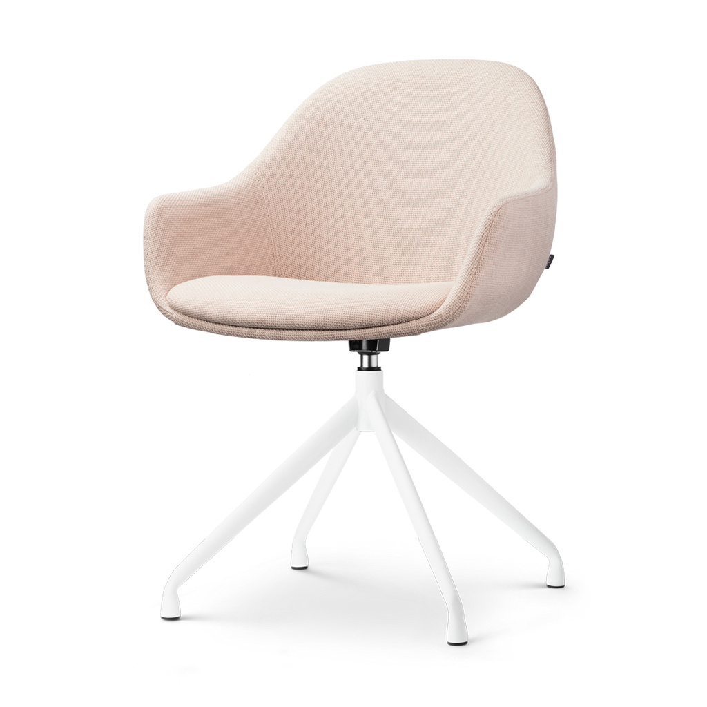 Nola-Mae draaibare eetkamerstoel beige - wit onderstel