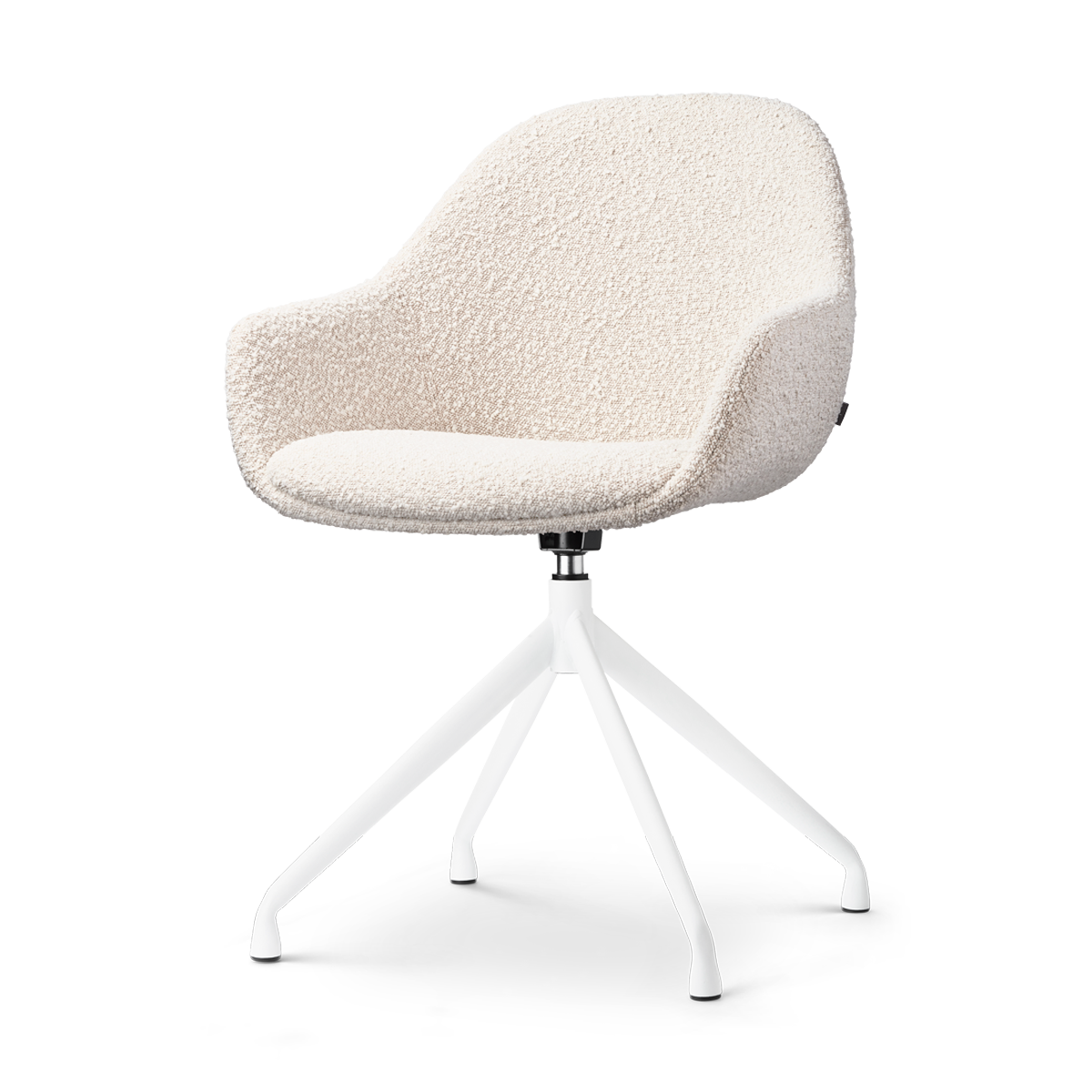 Nola-Mae draaibare eetkamerstoel bouclé beige - wit onderstel