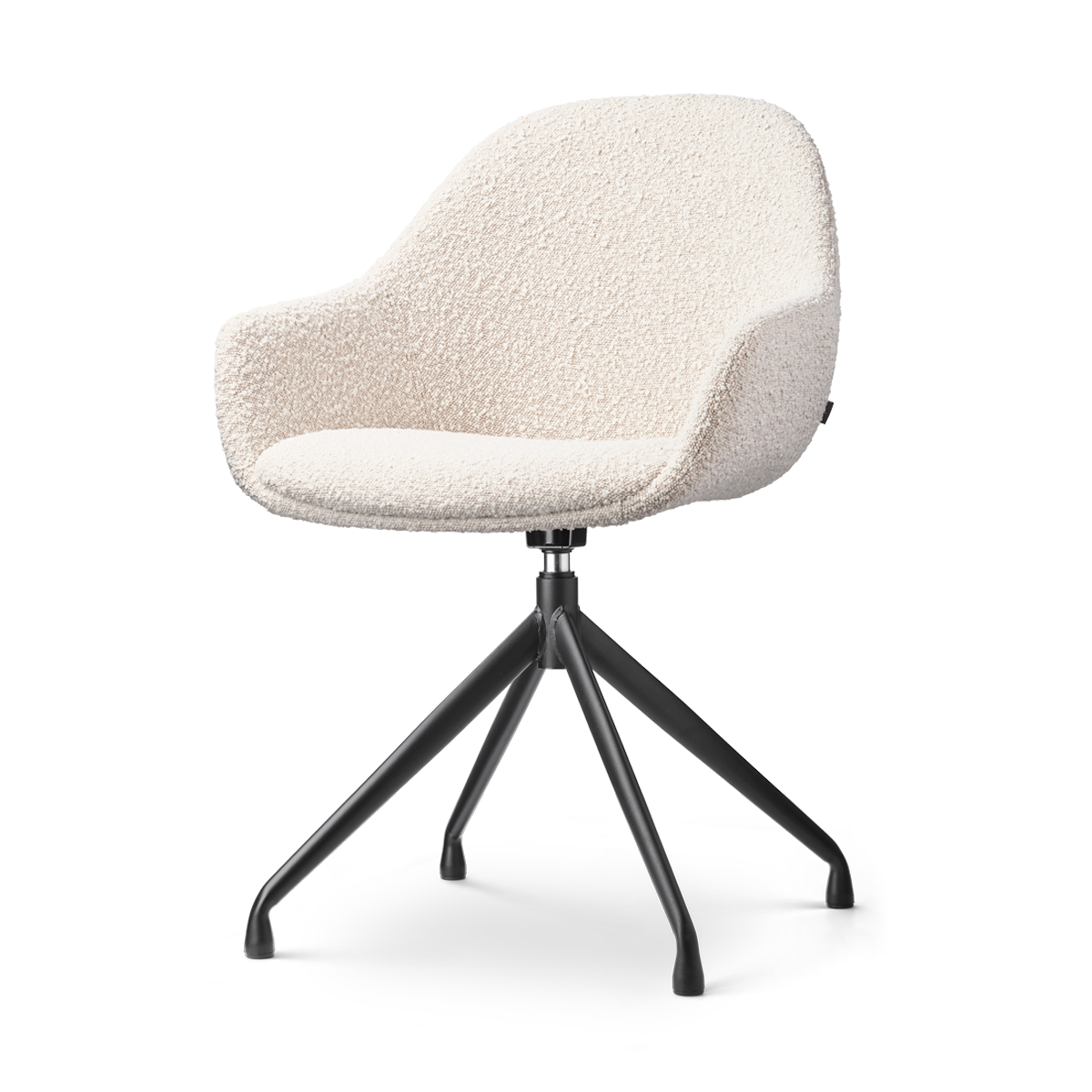 Nola-Mae draaibare eetkamerstoel bouclé beige - zwart onderstel