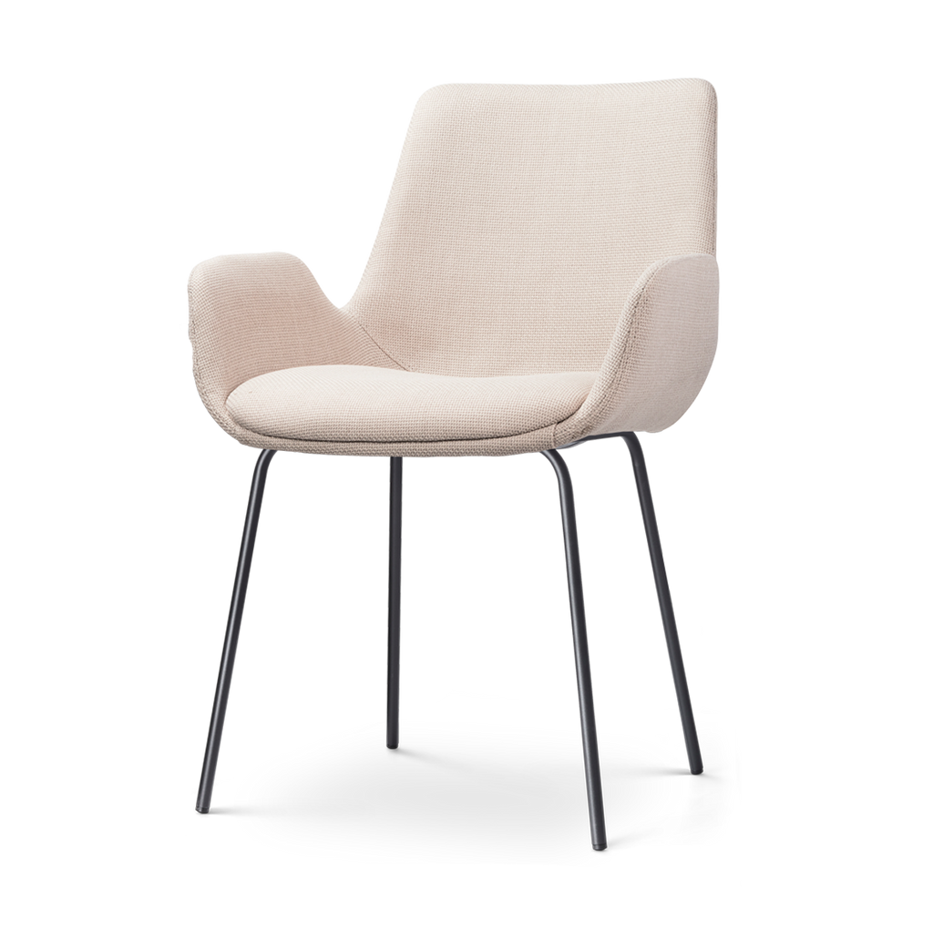 Nora-Eef eetkamerstoel beige - zwart onderstel