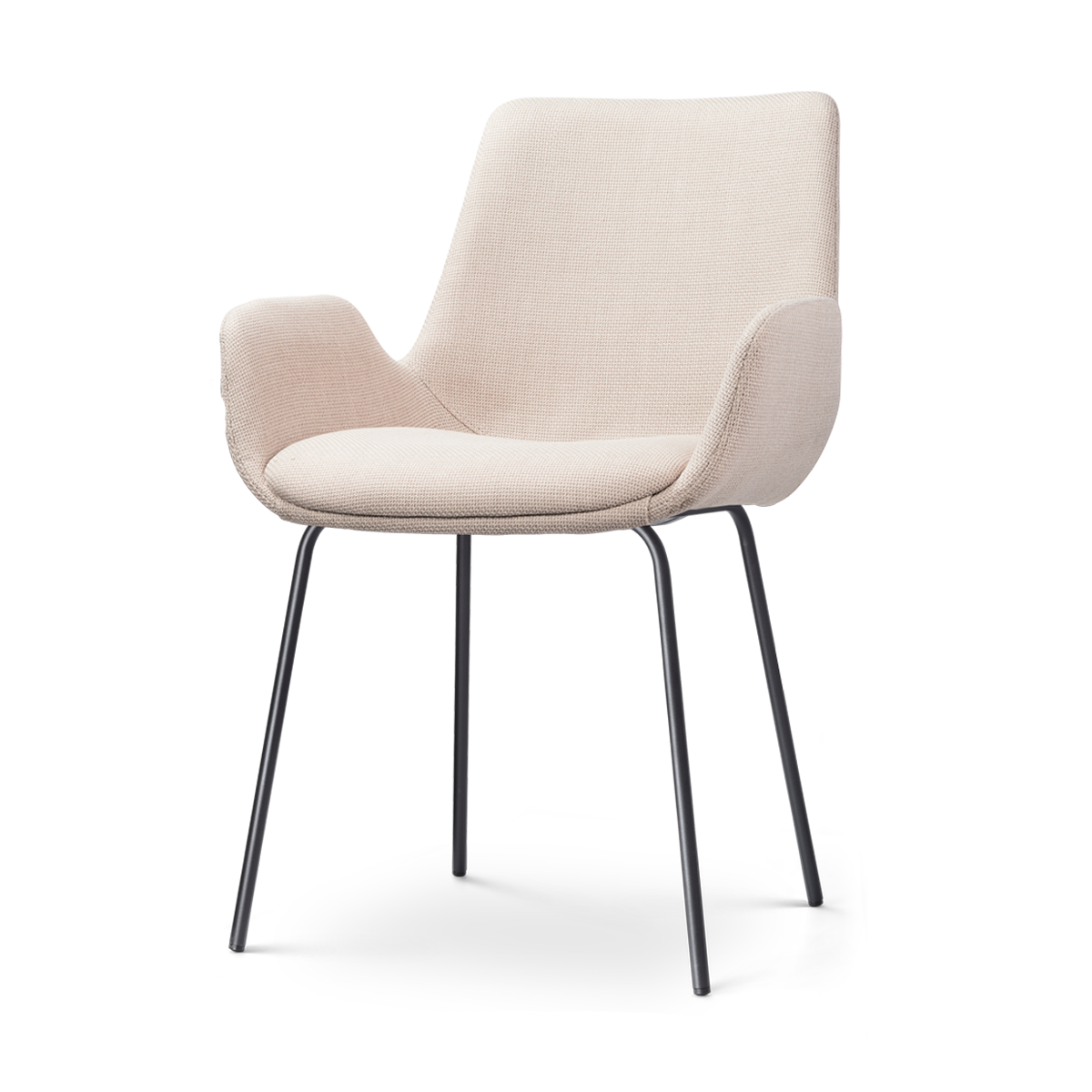 Nora-Eef eetkamerstoel beige - zwart onderstel
