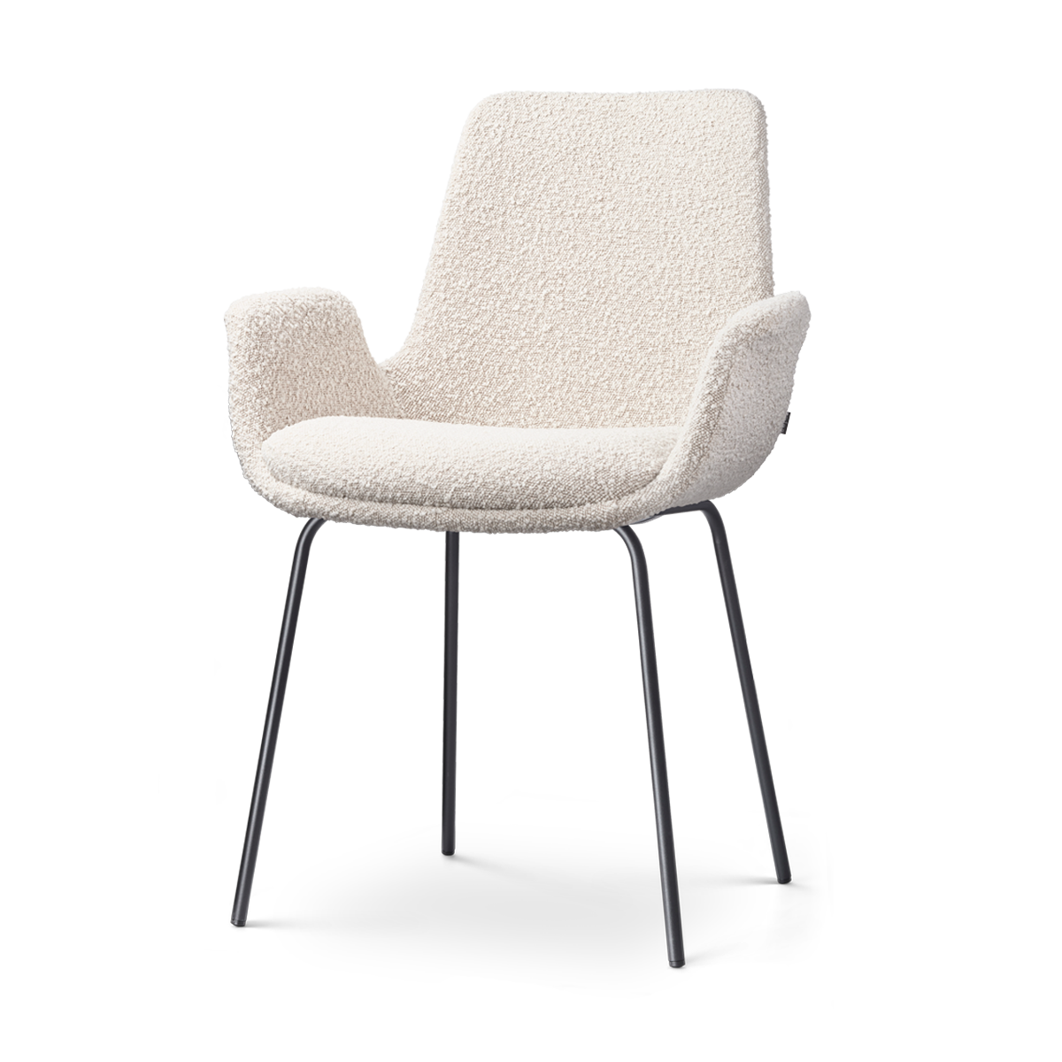 Nora-Eef eetkamerstoel bouclé beige - zwart onderstel