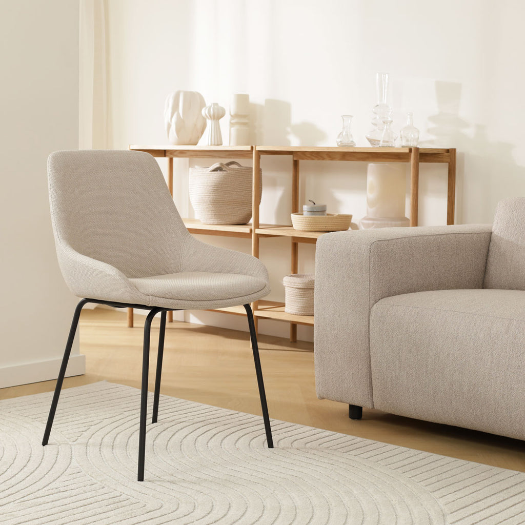 Nora-Isa eetkamerstoel beige - zwart onderstel