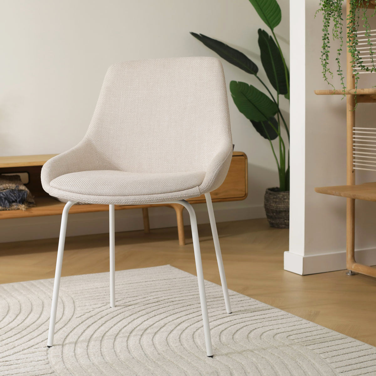 Nora-Isa eetkamerstoel beige - wit onderstel
