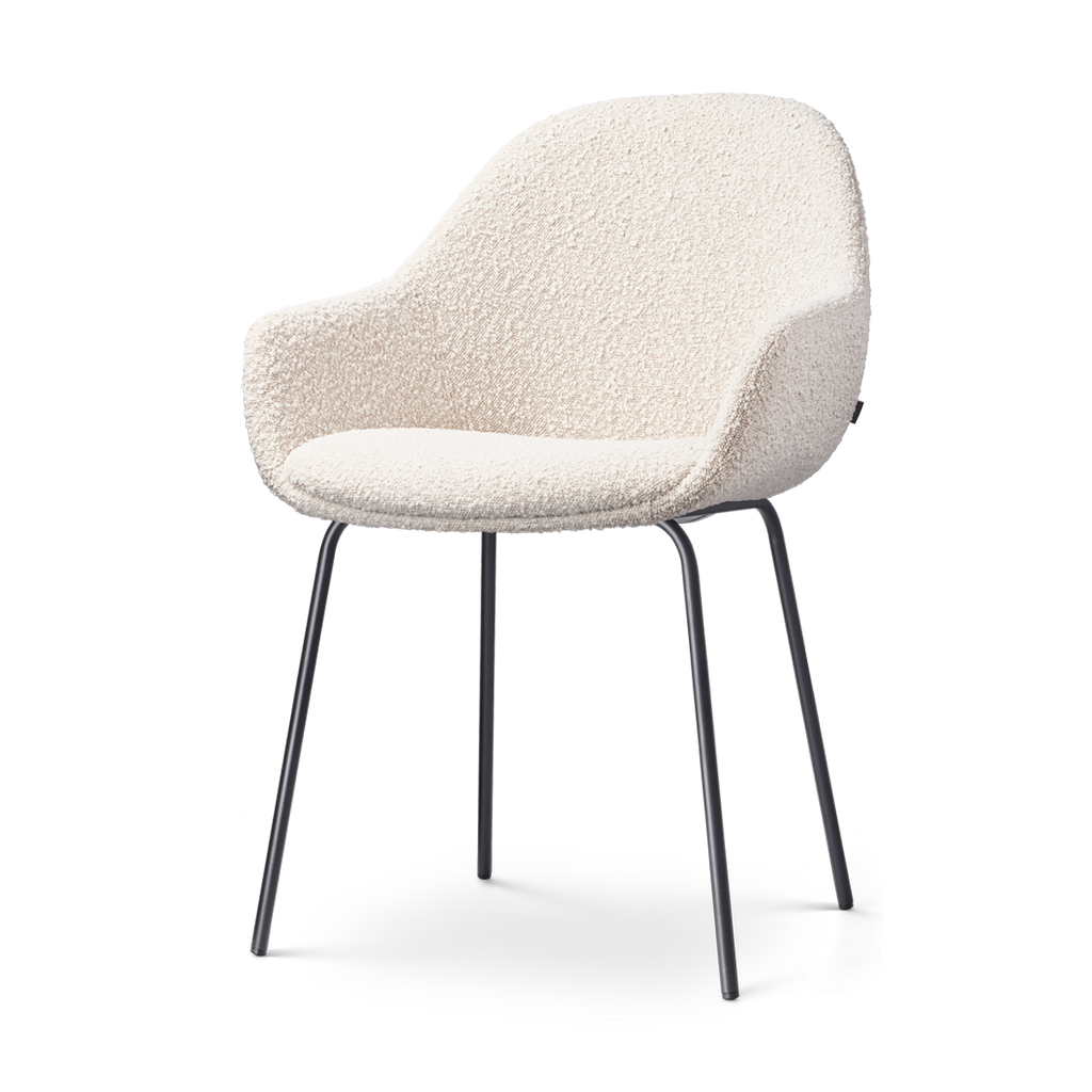 Nora-Mae eetkamerstoel bouclé beige - zwart onderstel