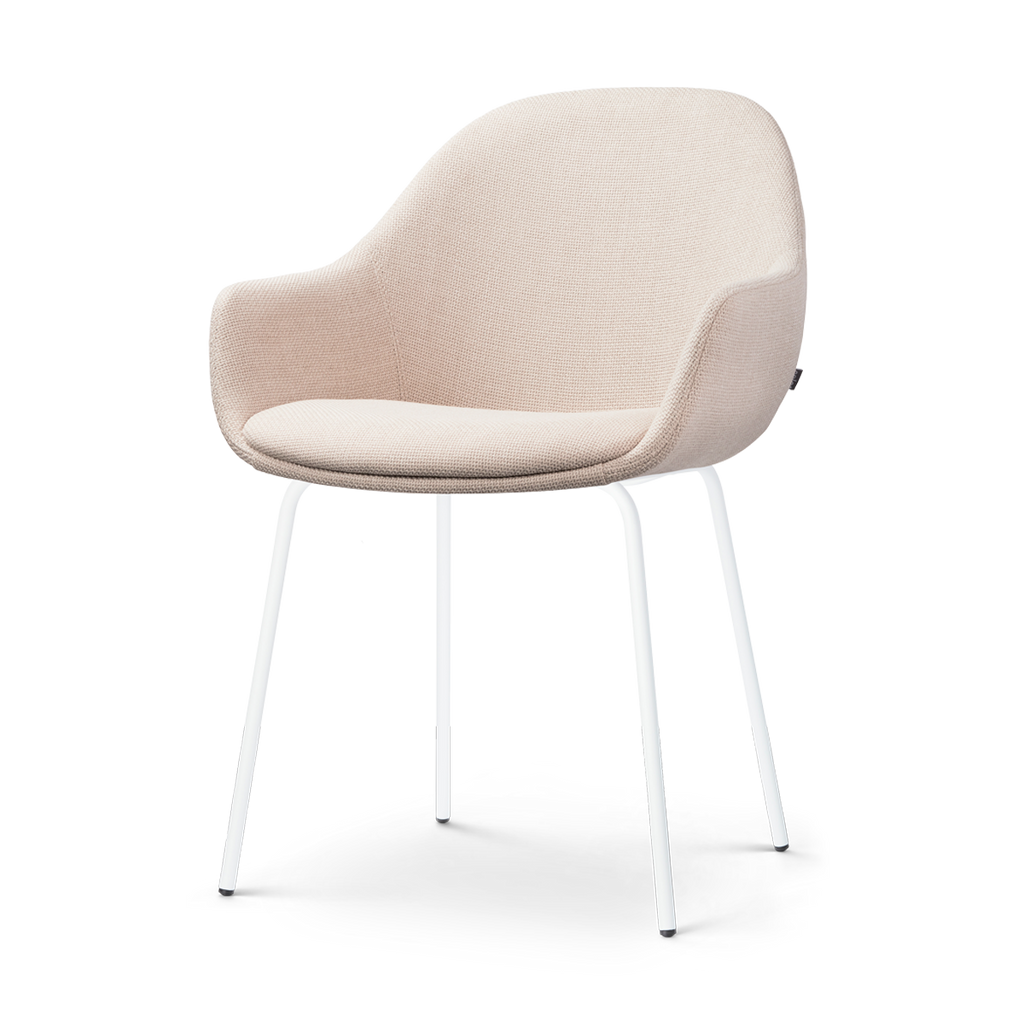 Nora-Mae eetkamerstoel beige - wit onderstel