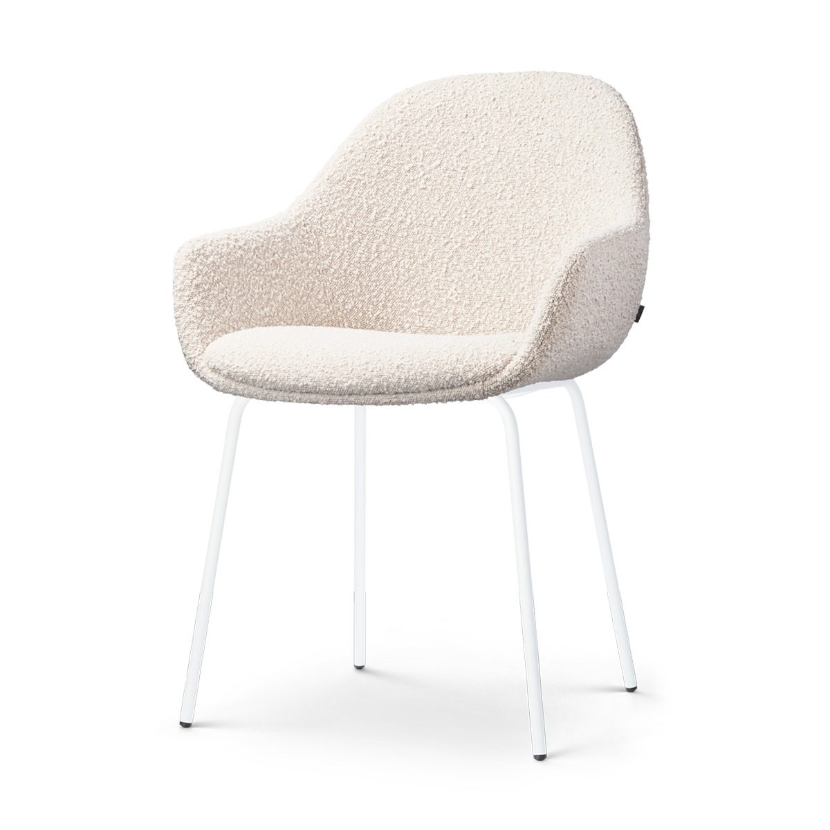 Nora-Mae eetkamerstoel bouclé beige - wit onderstel