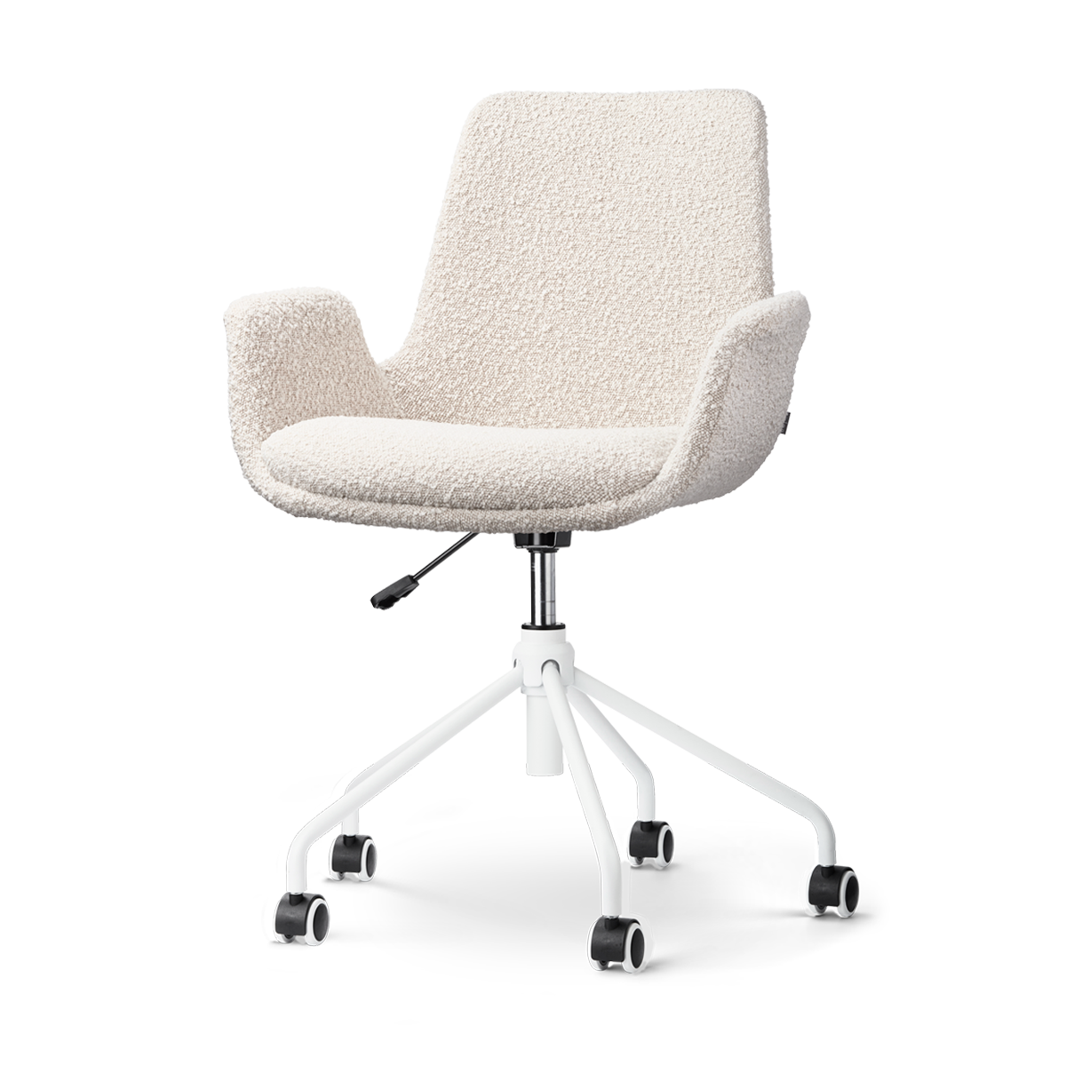 Nout-Eef bureaustoel bouclé beige - wit onderstel