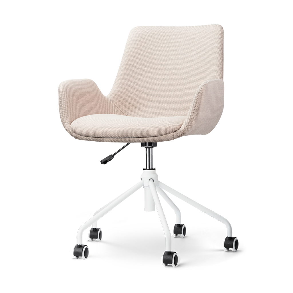 Nout-Eef bureaustoel beige - wit onderstel