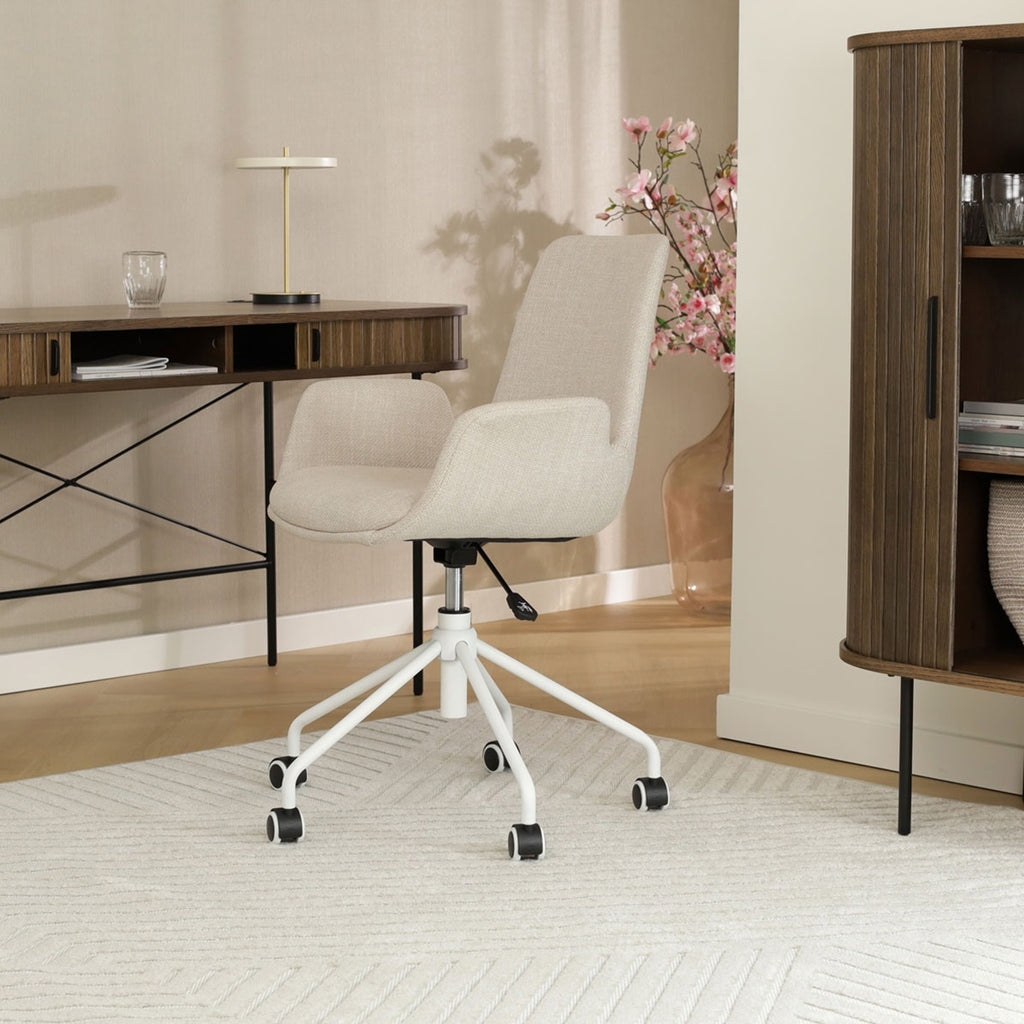 Nout-Eef bureaustoel beige - wit onderstel