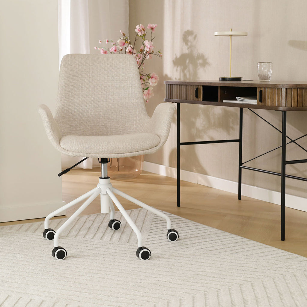 Nout-Eef bureaustoel beige - wit onderstel