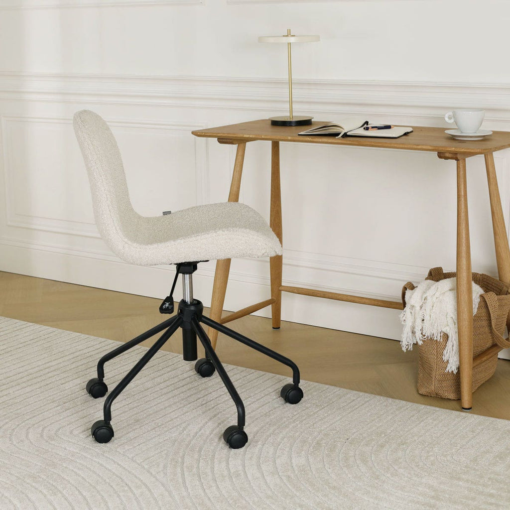 Nout-Fé bureaustoel bouclé beige - zwart onderstel