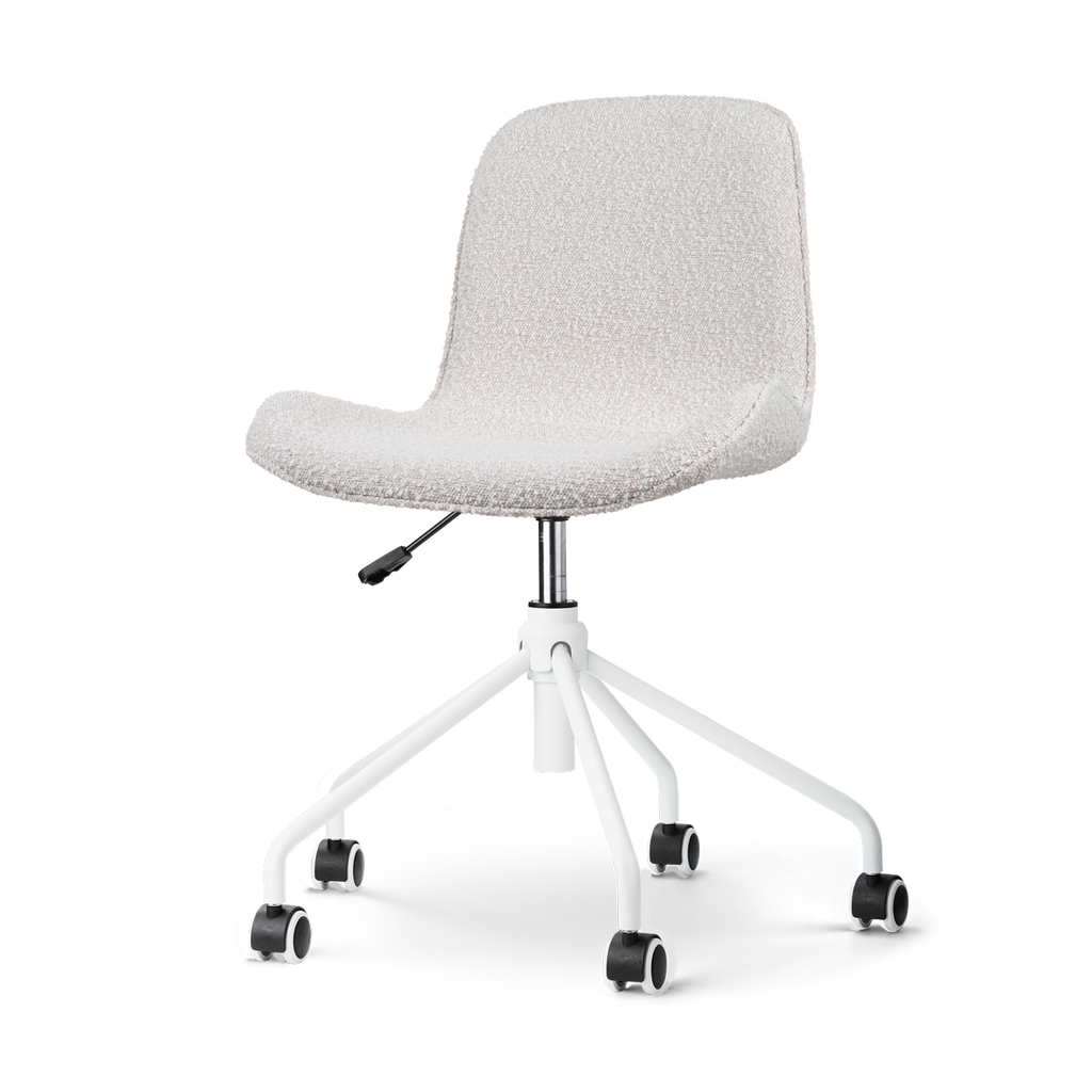 Nout-Fé bureaustoel bouclé beige - wit onderstel