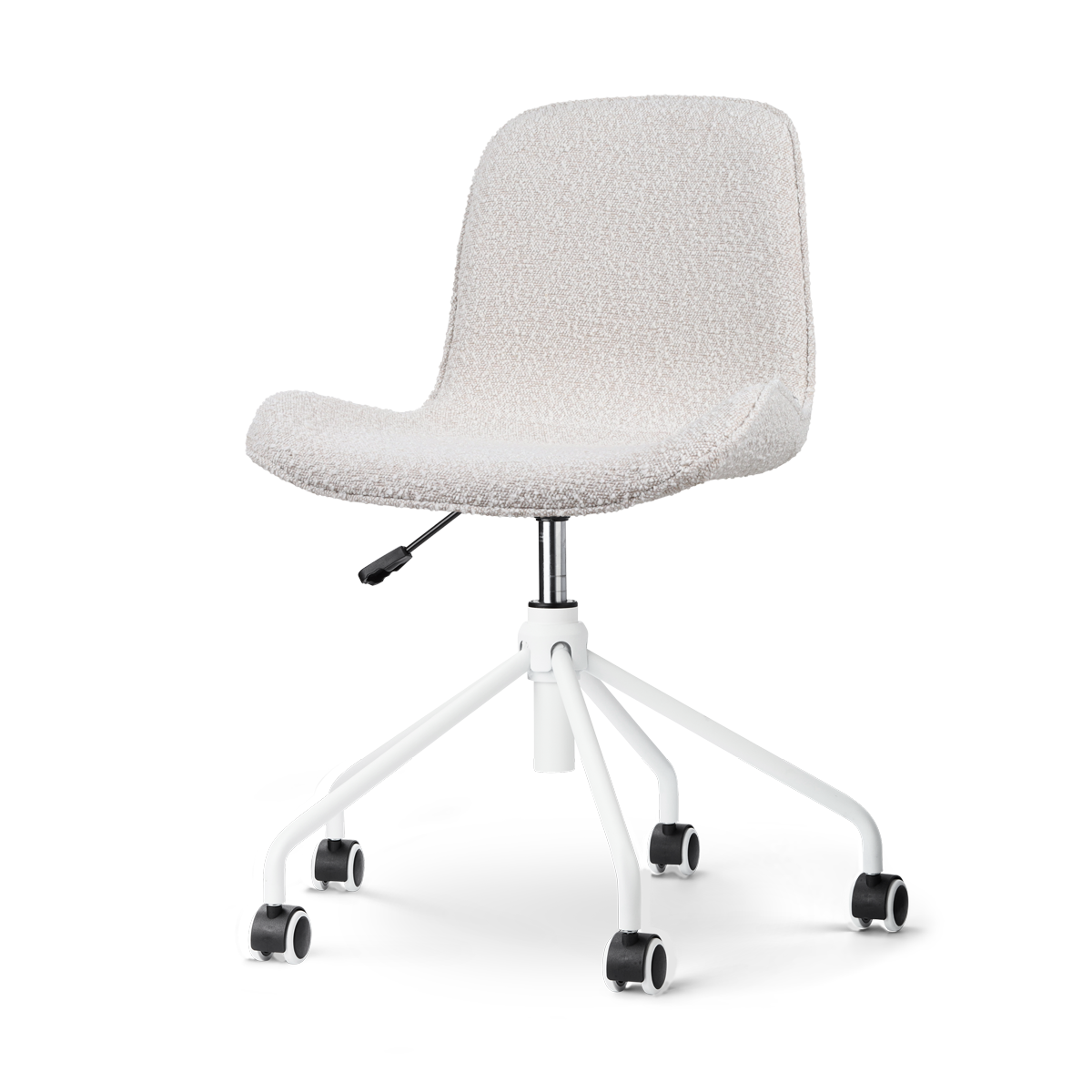 Nout-Fé bureaustoel bouclé beige - wit onderstel