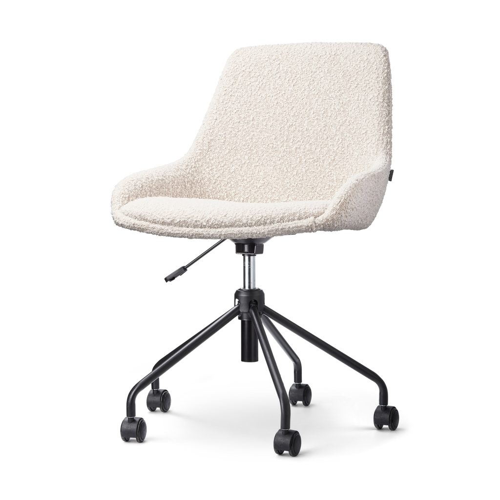 Nout-Isa bureaustoel bouclé beige - zwart onderstel