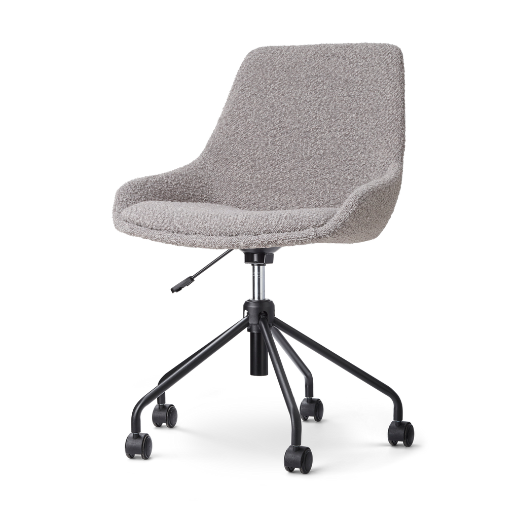 Nout-Isa bureaustoel bouclé taupe - zwart onderstel