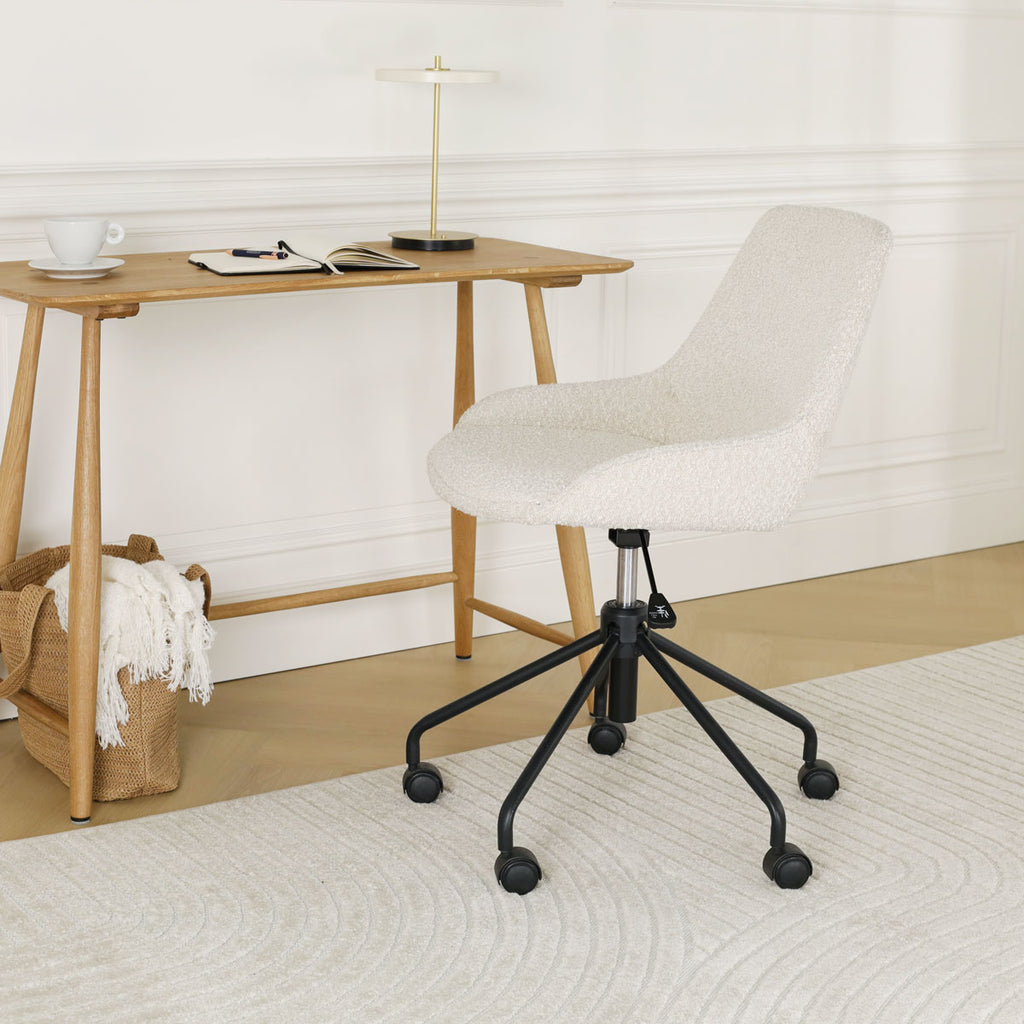 Nout-Isa bureaustoel bouclé beige - zwart onderstel