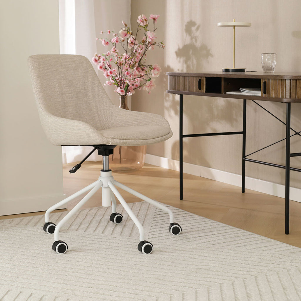 Nout-Isa bureaustoel beige - wit onderstel