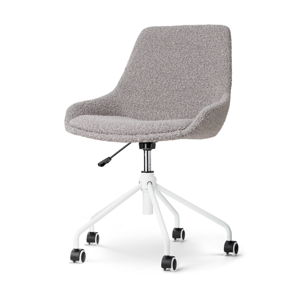 Nout-Isa bureaustoel bouclé taupe - wit onderstel