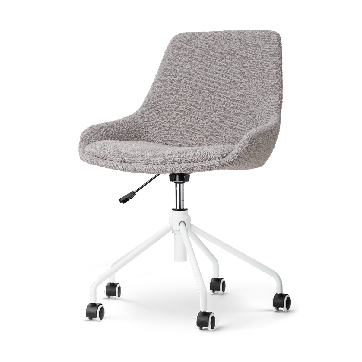 Nout-Isa bureaustoel bouclé taupe - wit onderstel