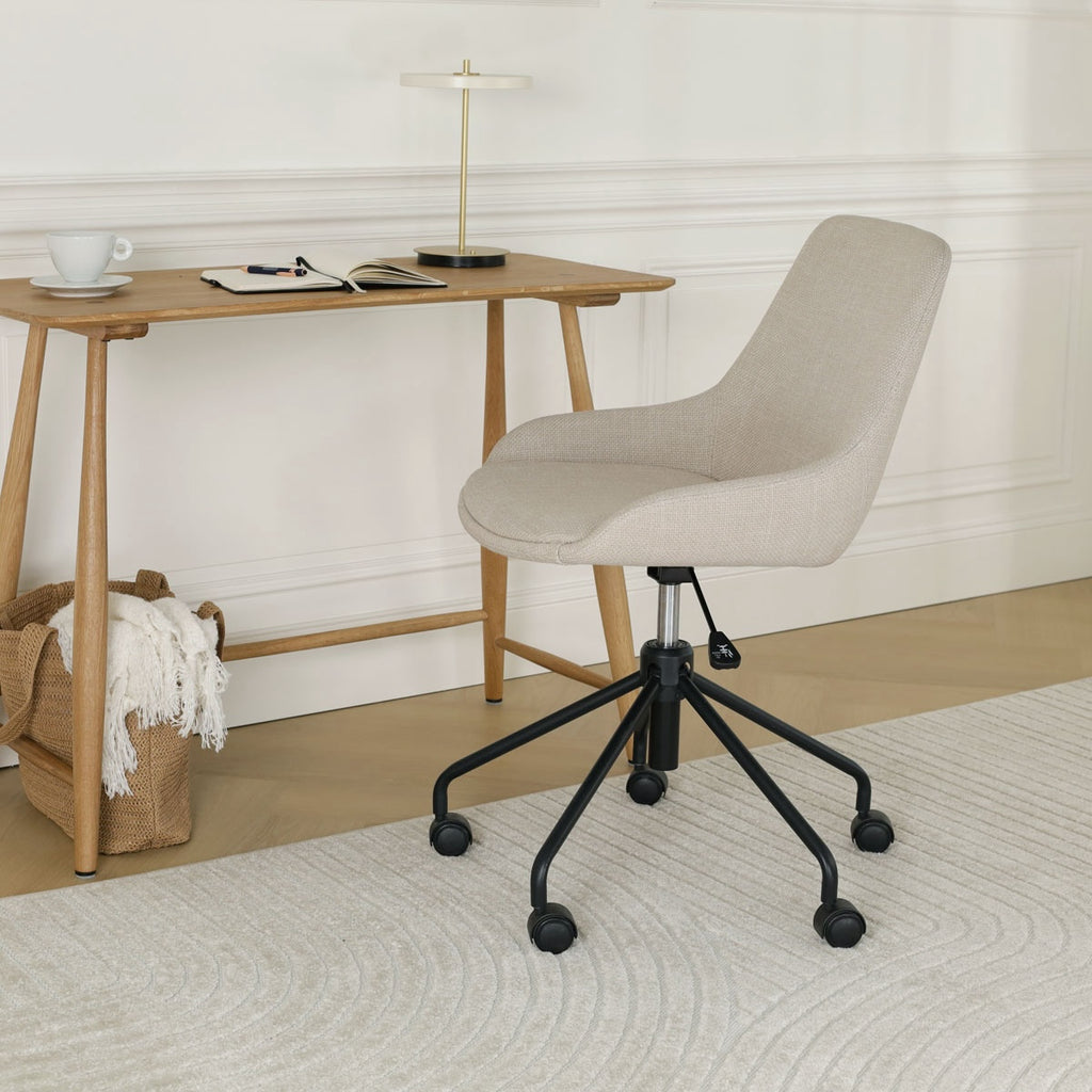 Nout-Isa bureaustoel beige - zwart onderstel