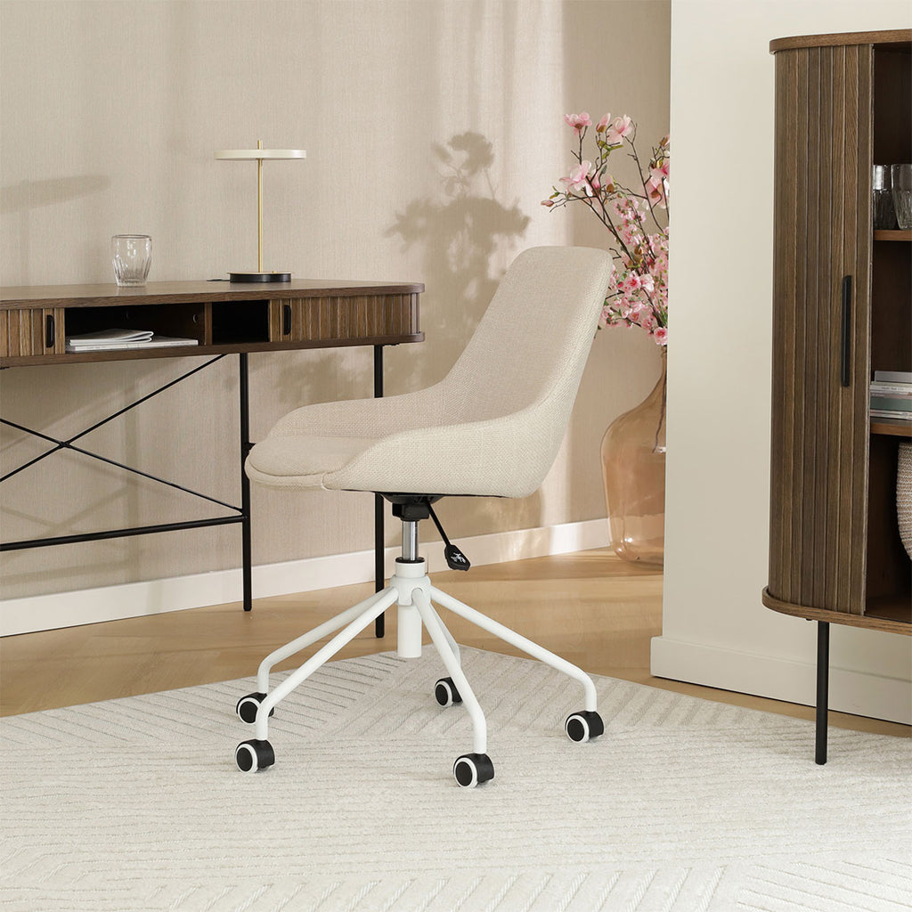 Nout-Isa bureaustoel beige - wit onderstel