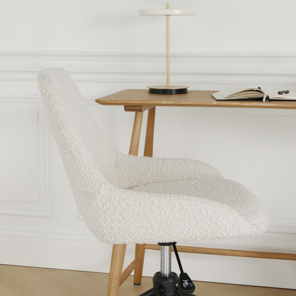 Nout-Isa bureaustoel bouclé beige - zwart onderstel