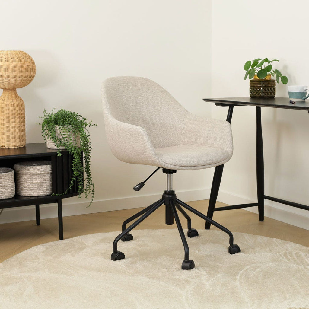 Nout-Mae bureaustoel beige - zwart onderstel