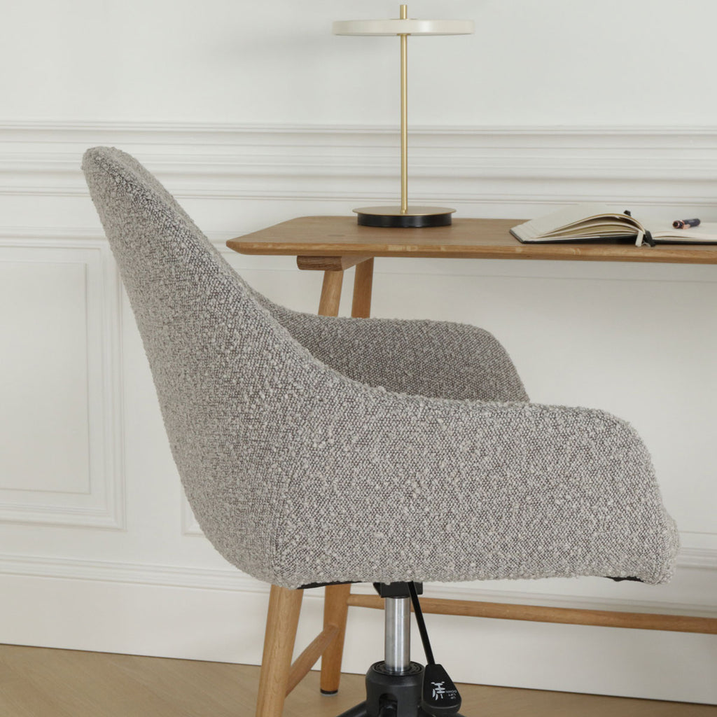 Nout-Mae bureaustoel bouclé taupe - zwart onderstel
