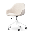 Nout-Mae bureaustoel bouclé beige - wit onderstel