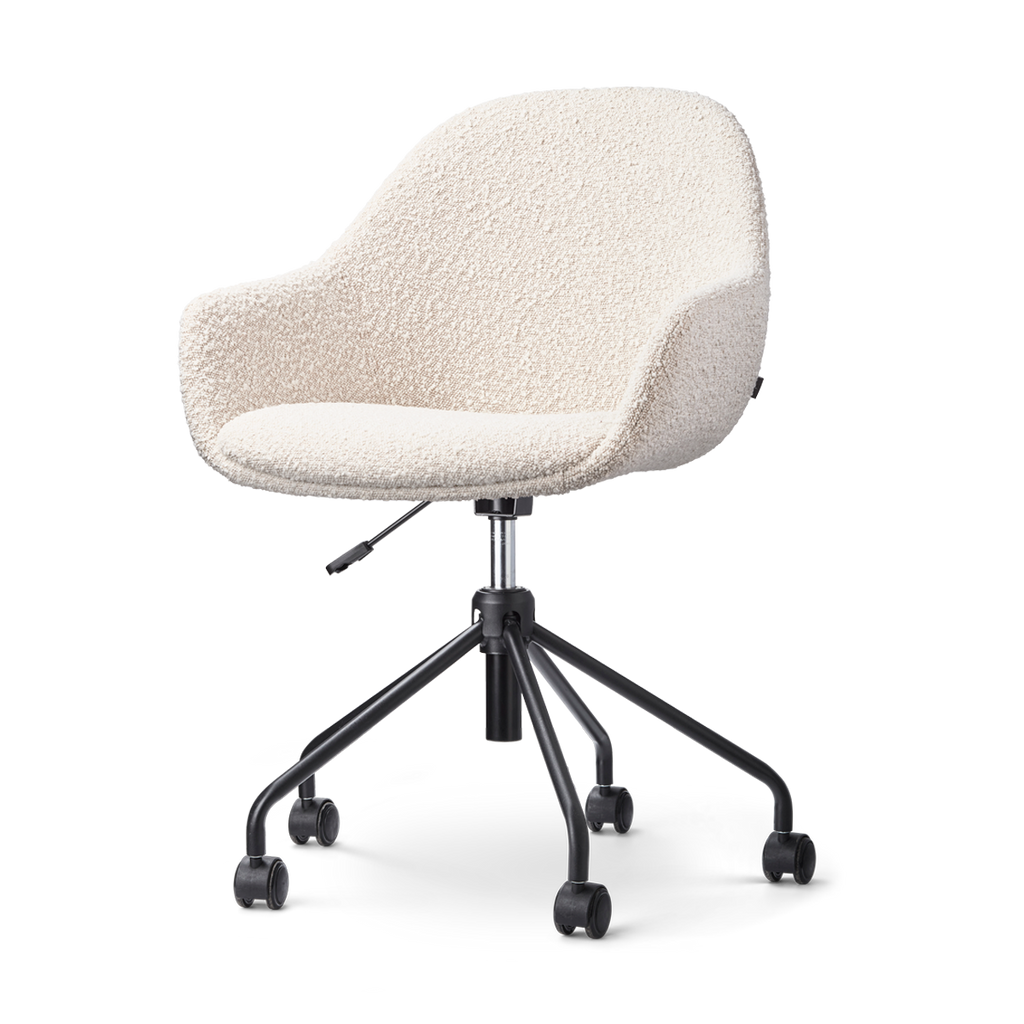 Nout-Mae bureaustoel bouclé beige - zwart onderstel
