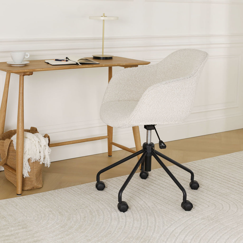 Nout-Mare bureaustoel bouclé beige - zwart onderstel