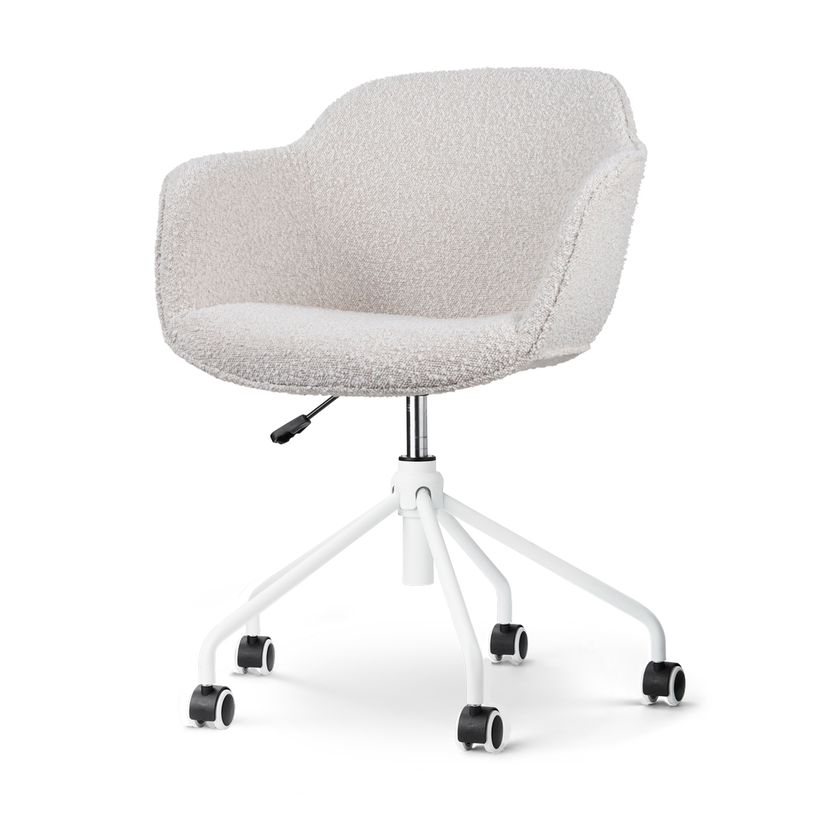 Nout-Mare bureaustoel bouclé beige - wit onderstel