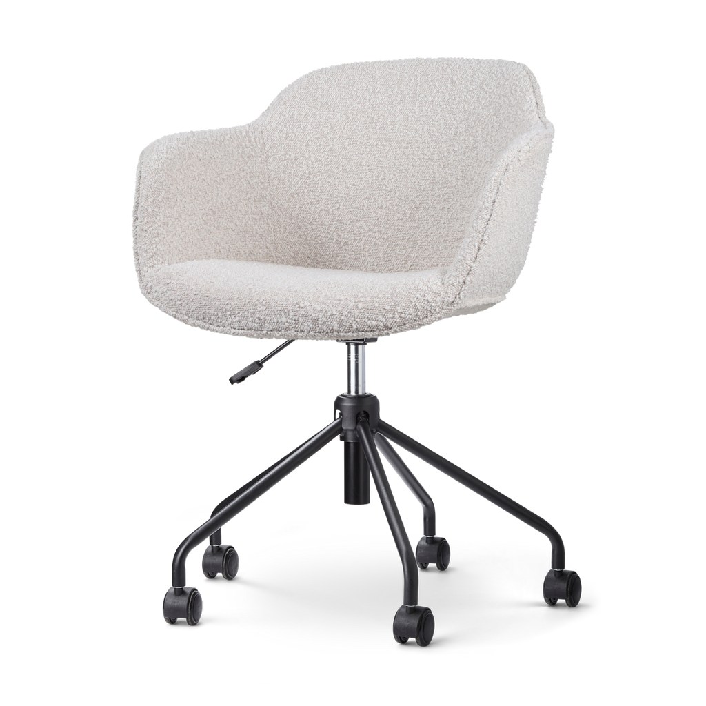 Nout-Mare bureaustoel bouclé beige - zwart onderstel
