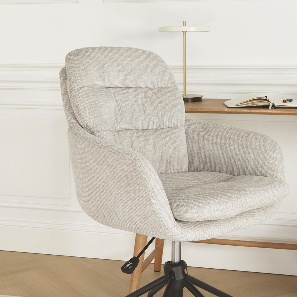 Nout-Mia bureaustoel beige - zwart onderstel