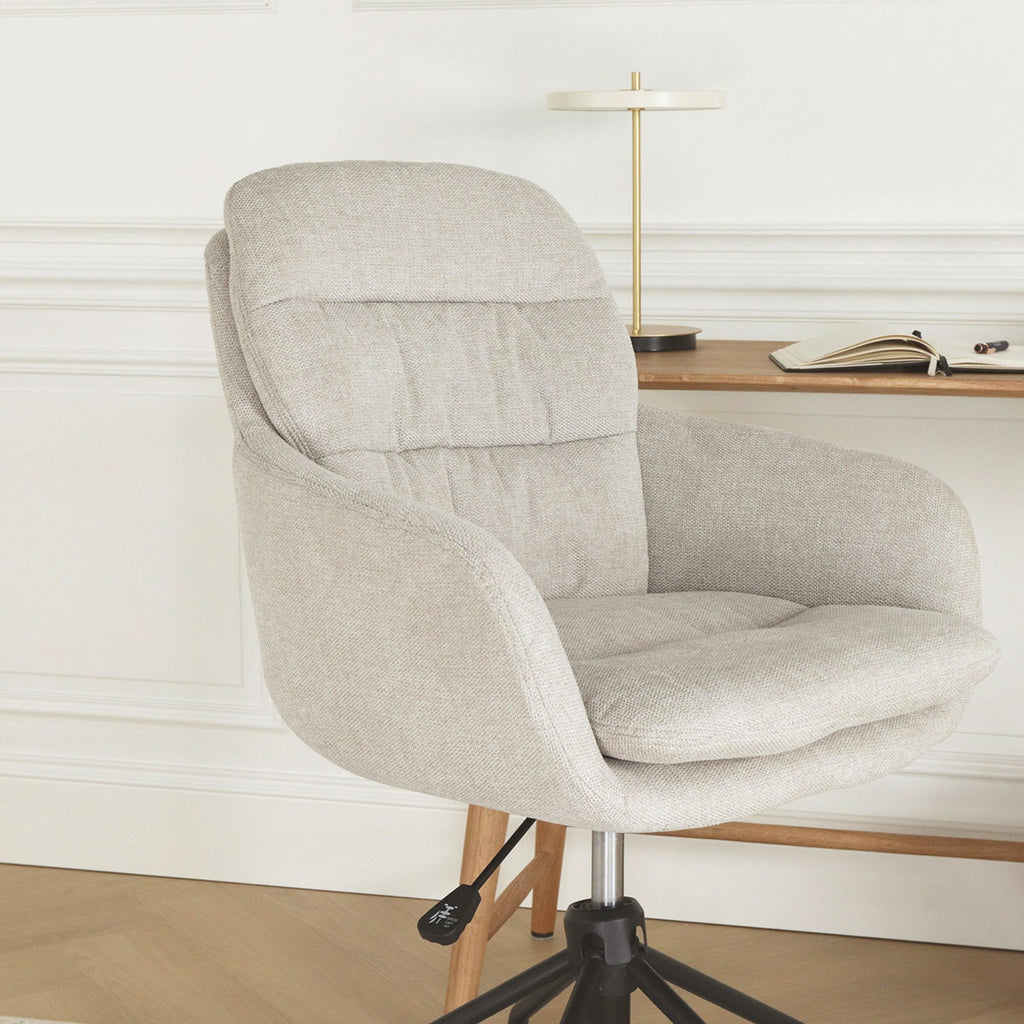Nout-Mia bureaustoel beige - zwart onderstel