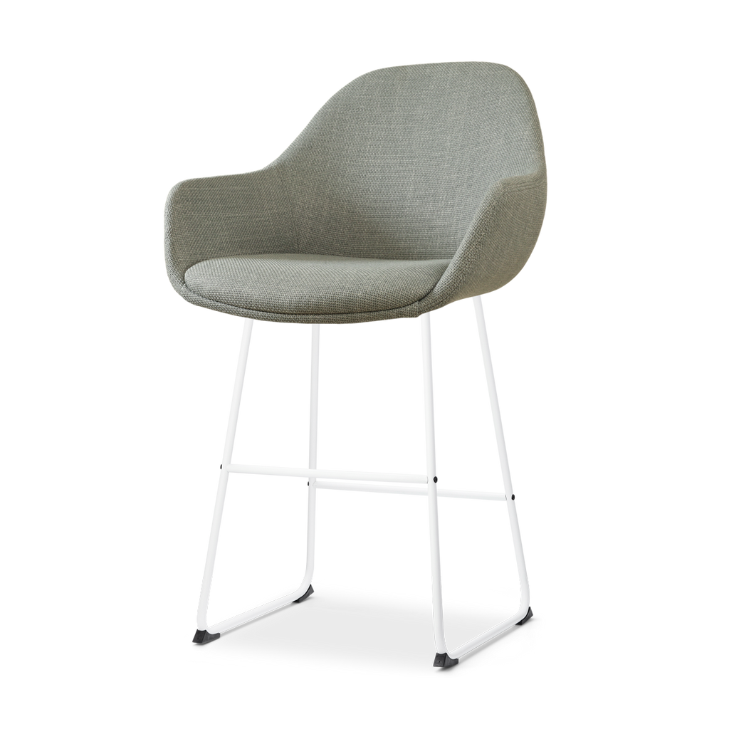 Nino-Mae barkruk saliegroen - wit onderstel - 65 cm