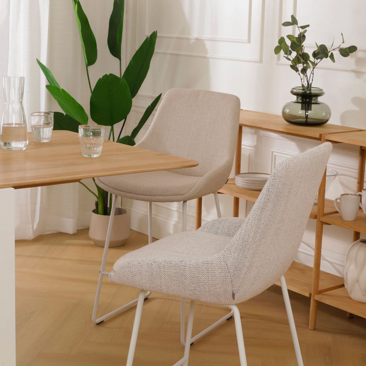 Nino-Isa barkruk beige gemêleerd - wit onderstel - 65 cm