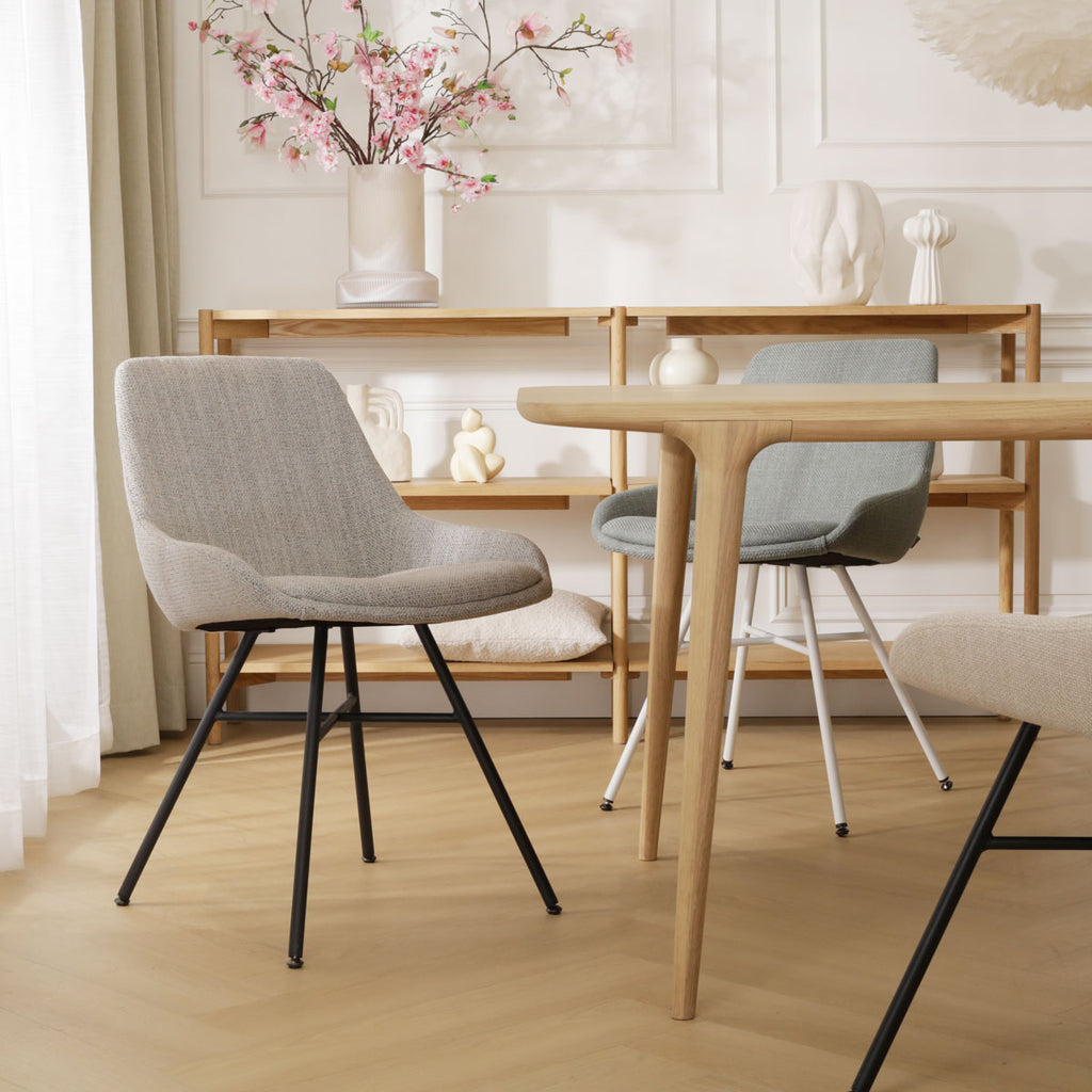 Noa-Isa eetkamerstoel beige gemêleerd - wit onderstel