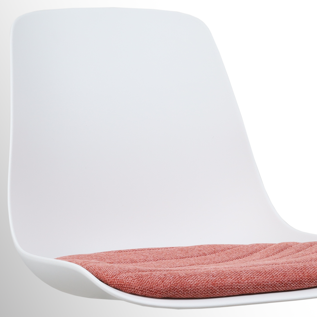 Nout-Liv bureaustoel wit met terracotta rood zitkussen - wit onderstel