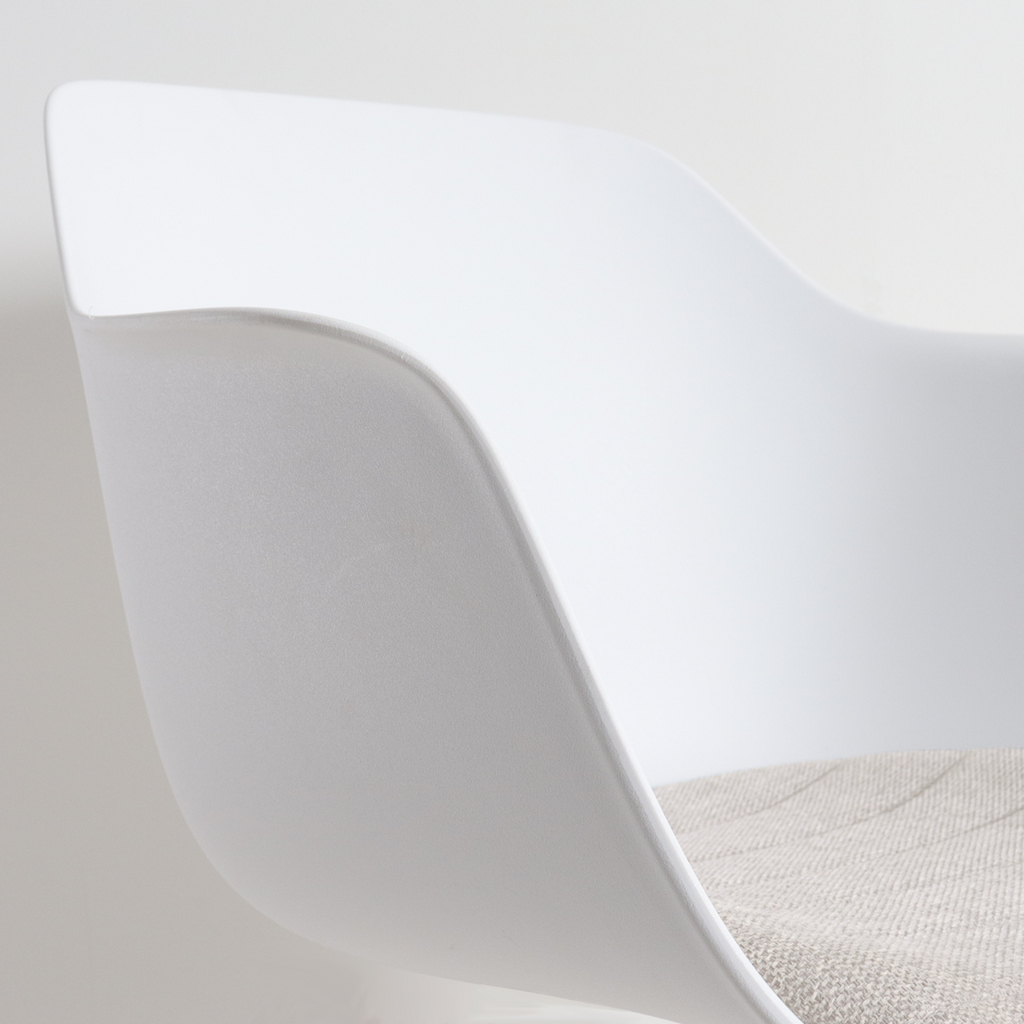 Nino-Liz barkruk wit met beige zitkussen - wit onderstel - 65 cm