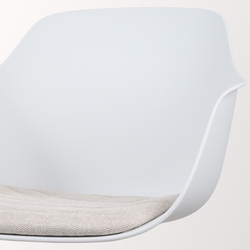 Nout-Liz bureaustoel wit met beige zitkussen - wit onderstel